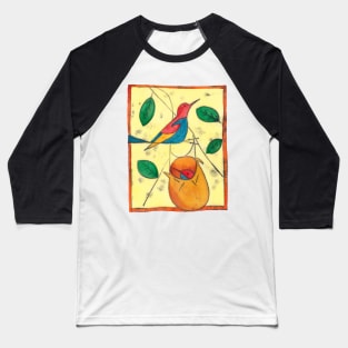 Colored bird and birdsnest - Charley Harper style Baseball T-Shirt